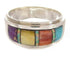 Sterling Silver Multicolor Inlay Southwestern Ring Size 6-3/4 PS58218
